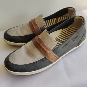 Taos Leather Navy Grey Brown Upward Slip-On Loafers Size 11